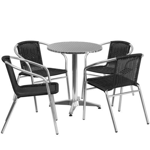 Flash Furniture TLH-ALUM-24RD-020BKCHR4-GG